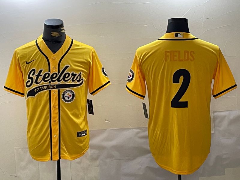 Men Pittsburgh Steelers 2 Fields Yellow Joint Name 2024 Nike Limited NFL Jersey style 3